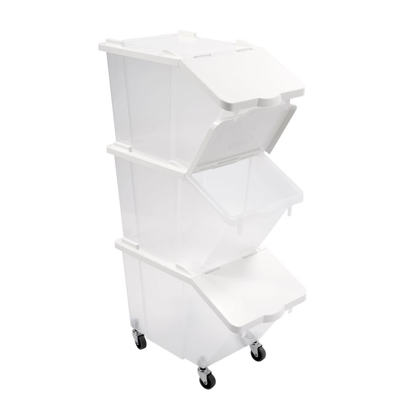 Bac à ingrédients 30L avec couvercle et roues - lot de 3